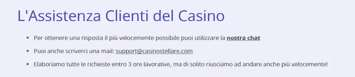 Stelare Casino Italy support