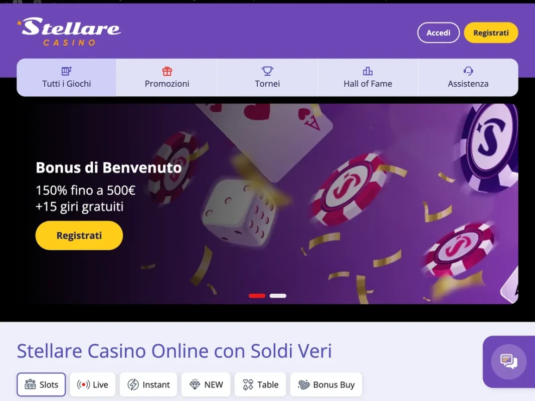 Schermata della lobby di gioco di Casinò stellare che mostra diverse slot machine
